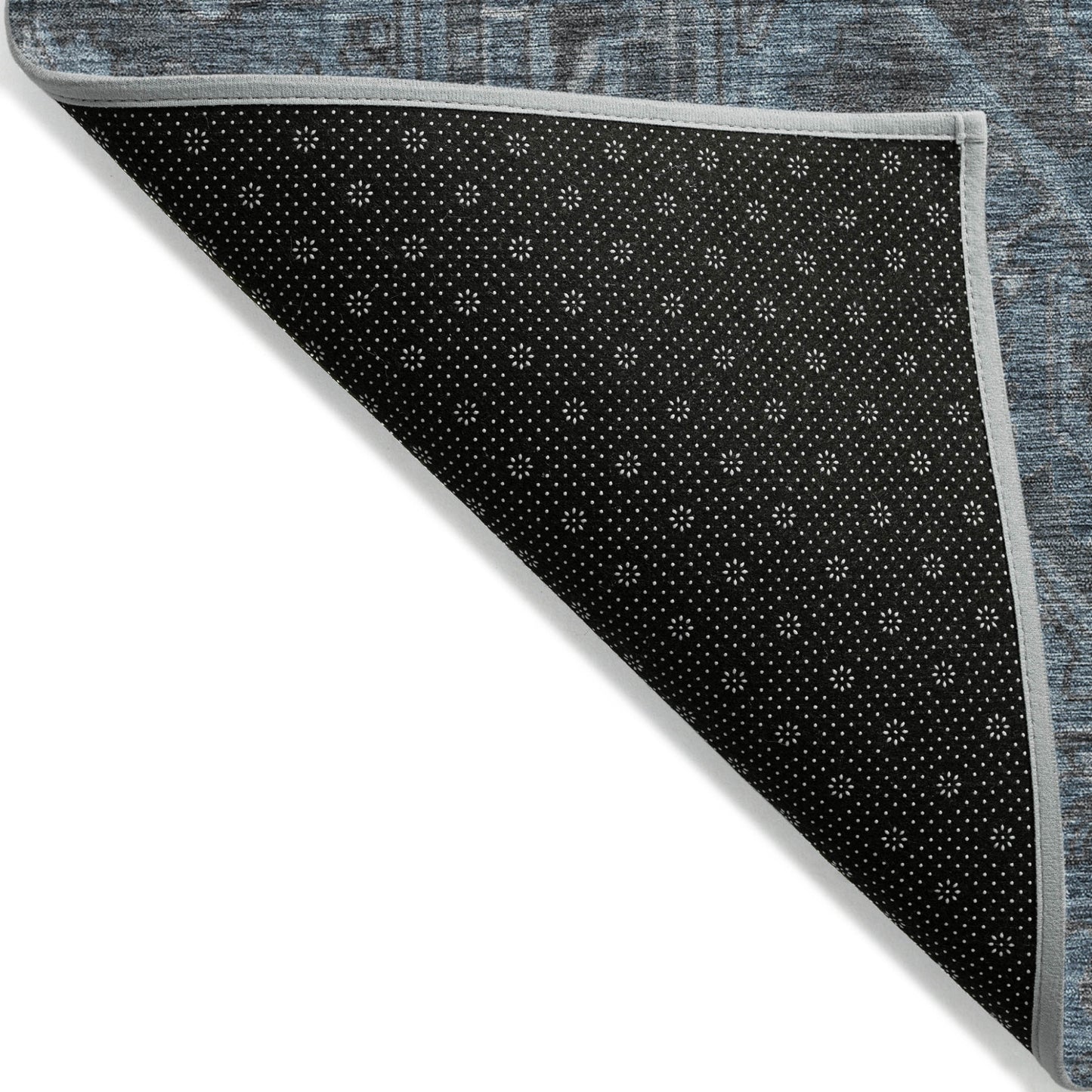 8' X 10' Navy and Black Oriental Washable Non Skid Indoor Outdoor Area Rug-5