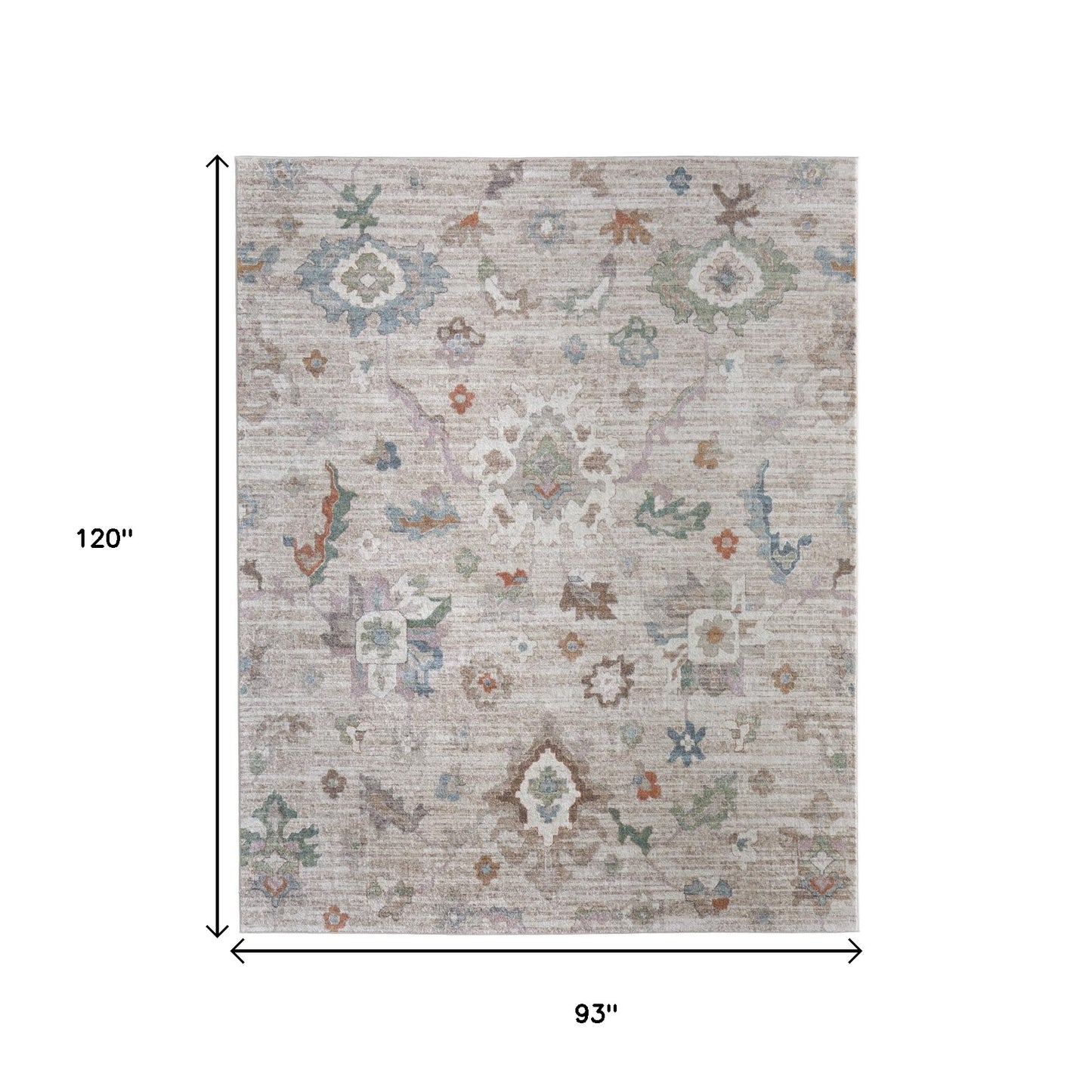 8' X 10' Tan Brown And Blue Abstract Distressed Area Rug-2