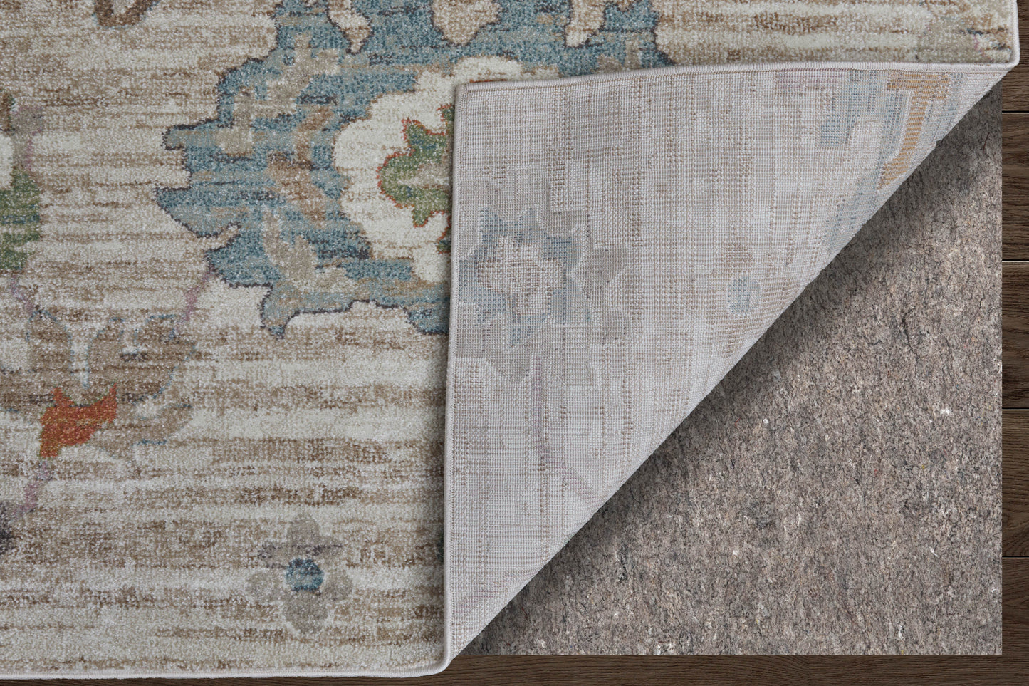 8' X 10' Tan Brown And Blue Abstract Distressed Area Rug-3