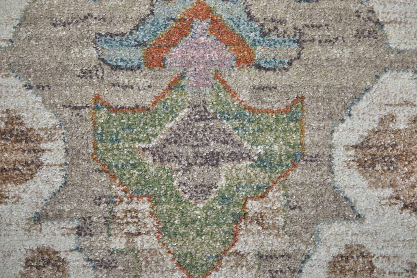 8' X 10' Tan Brown And Blue Abstract Distressed Area Rug-7