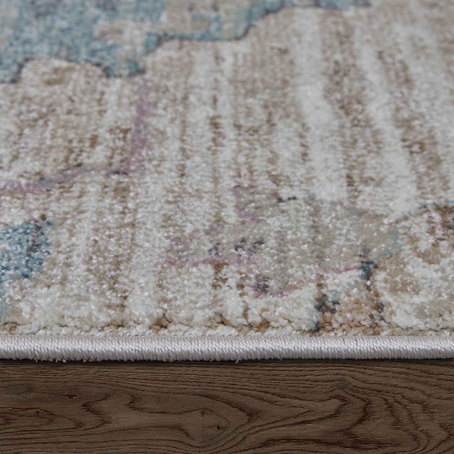 8' X 10' Tan Brown And Blue Abstract Distressed Area Rug-5