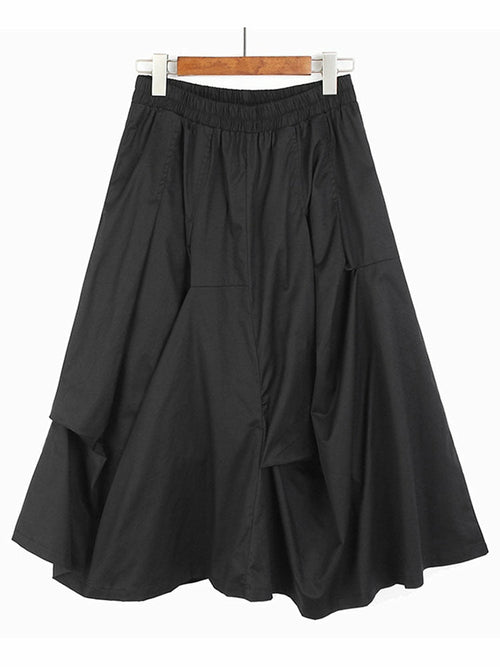 Ladies Irregular Pleated Dark Skirt New Loose Fashion Mid Length Skirt