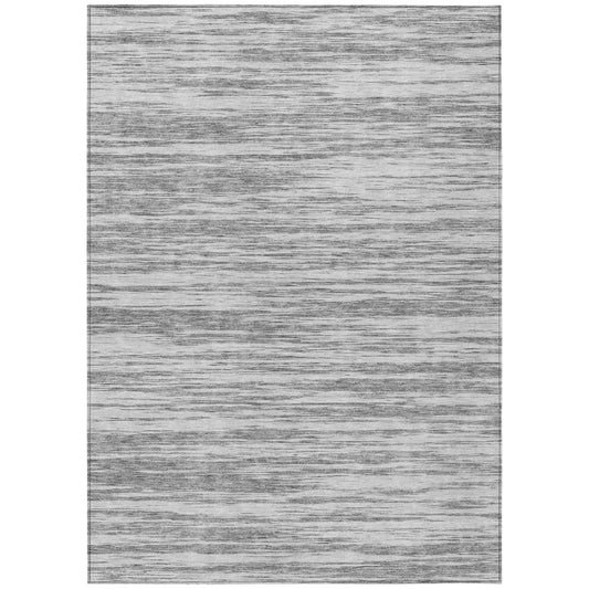 5' X 8' Gray And Ivory Abstract Washable Indoor Outdoor Area Rug-0