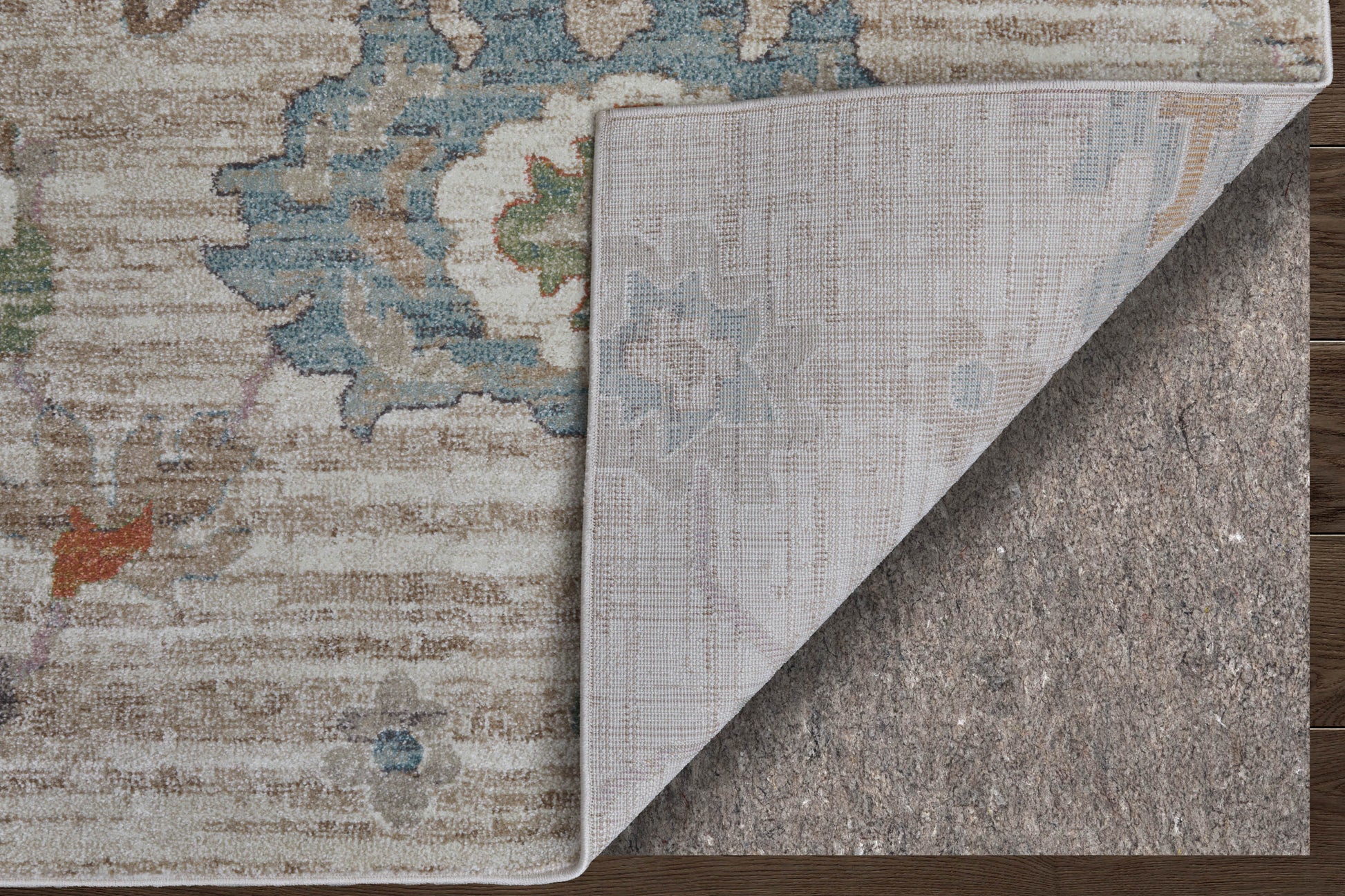 8' X 10' Tan Brown And Blue Abstract Distressed Area Rug-3