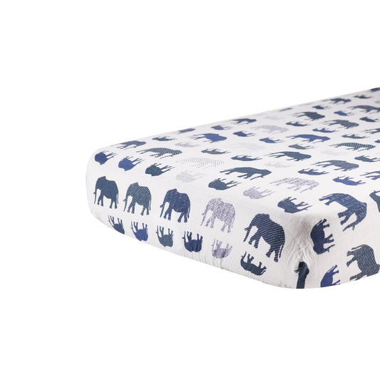 Elephant print crib sheet