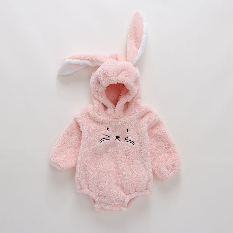 Baby Embroidered Pattern Rabbit Ear Design Thickened Onesies Bodysuit-2