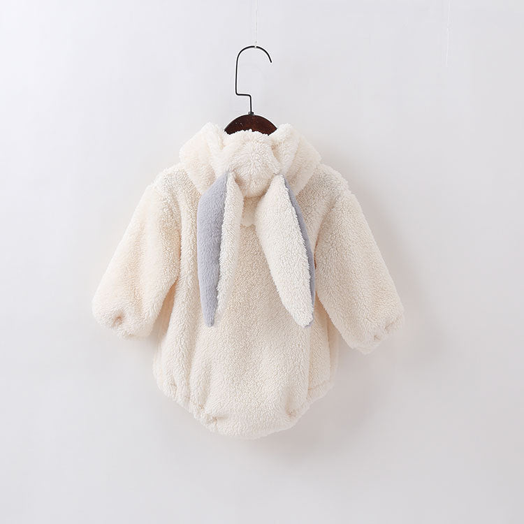 Baby Embroidered Pattern Rabbit Ear Design Thickened Onesies Bodysuit-3