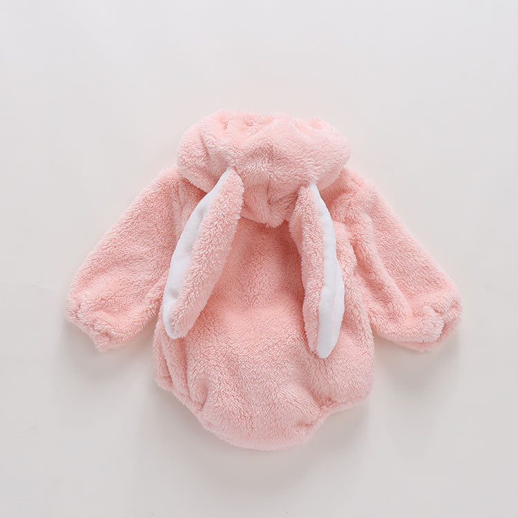 Baby Embroidered Pattern Rabbit Ear Design Thickened Onesies Bodysuit-4